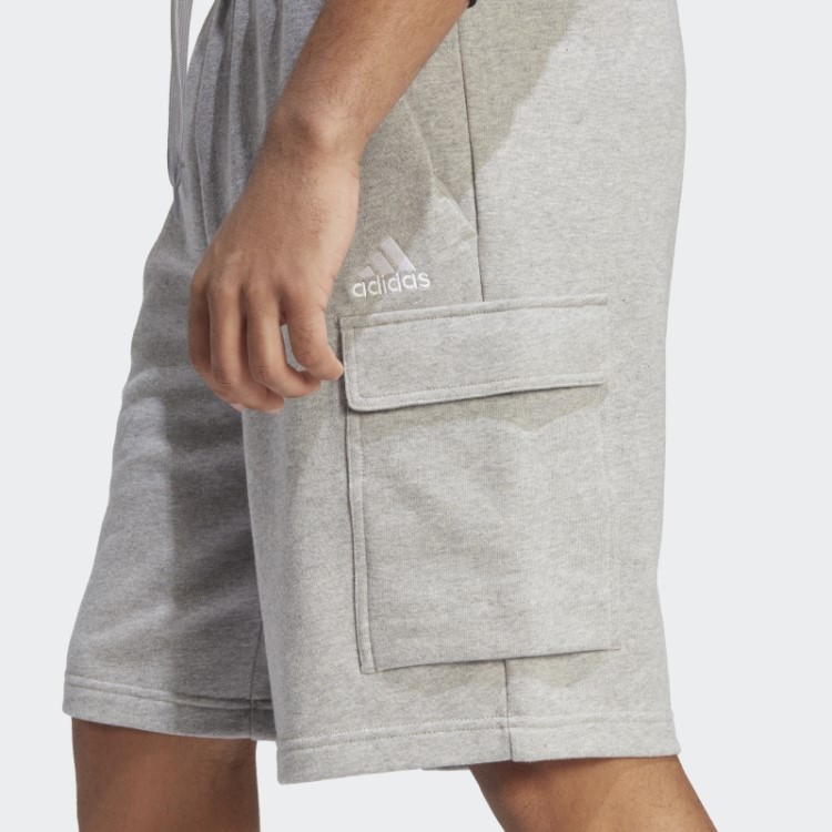 Bermuda Cargo French Terry Adidas Essentials Cinza Médio