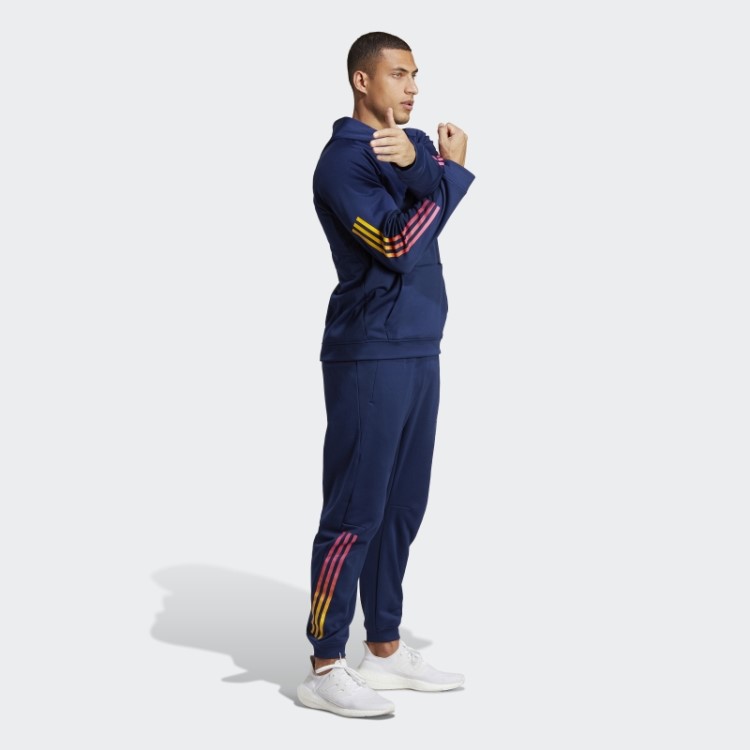 Adidas Train Icons 3 Listras Moletom Com Capuz Azul Escuro
