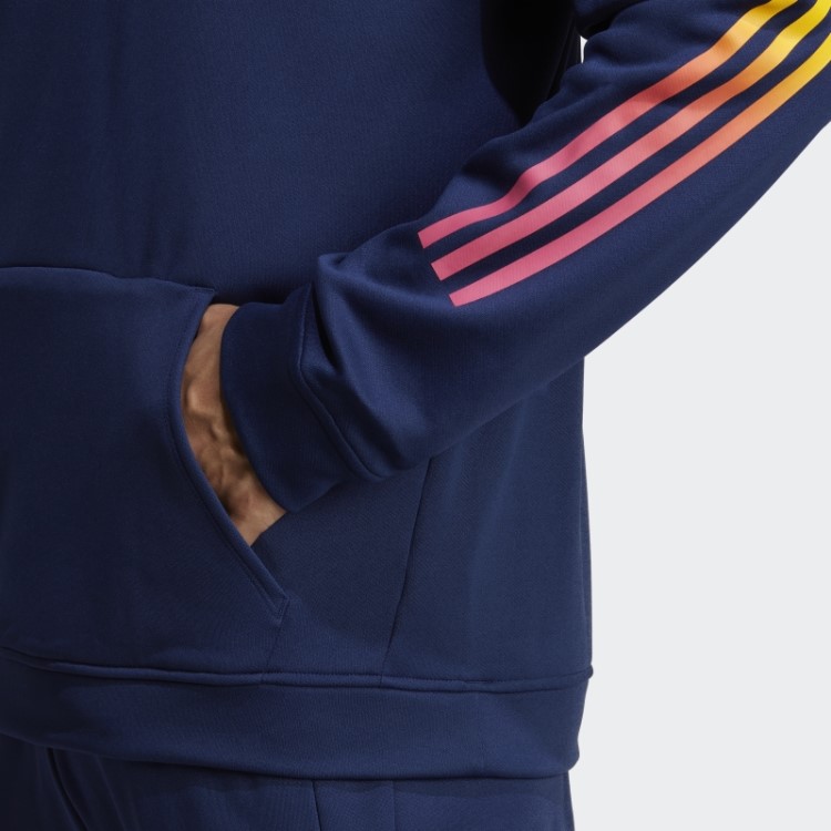 Adidas Train Icons 3 Listras Moletom Com Capuz Azul Escuro
