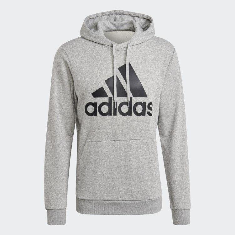 Moletom Com Capuz Adidas Essentials French Terry Big Logo Cinza Médio