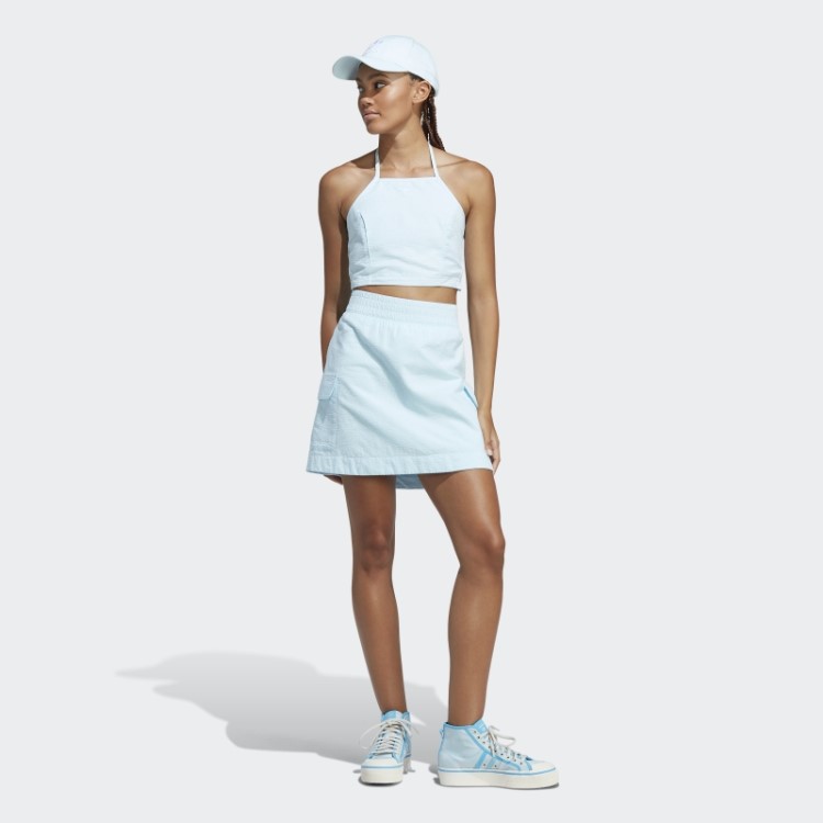 Top Adidas Adicolor Classics Popeline Azul Com Gola Alta