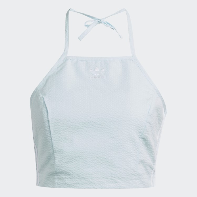 Blusa Gola Alta Em Popeline Adidas Azul Adicolor Classics
