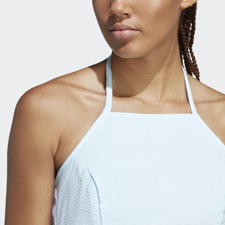 Blusa Gola Alta Em Popeline Adidas Azul Adicolor Classics