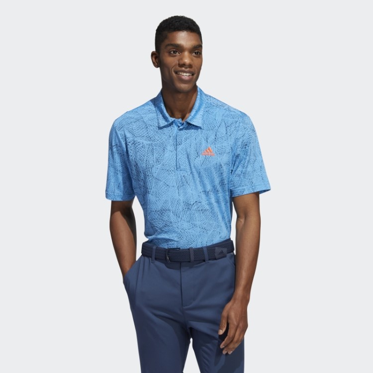 Camisa Polo Azul Adidas Com Estampa De Movimento