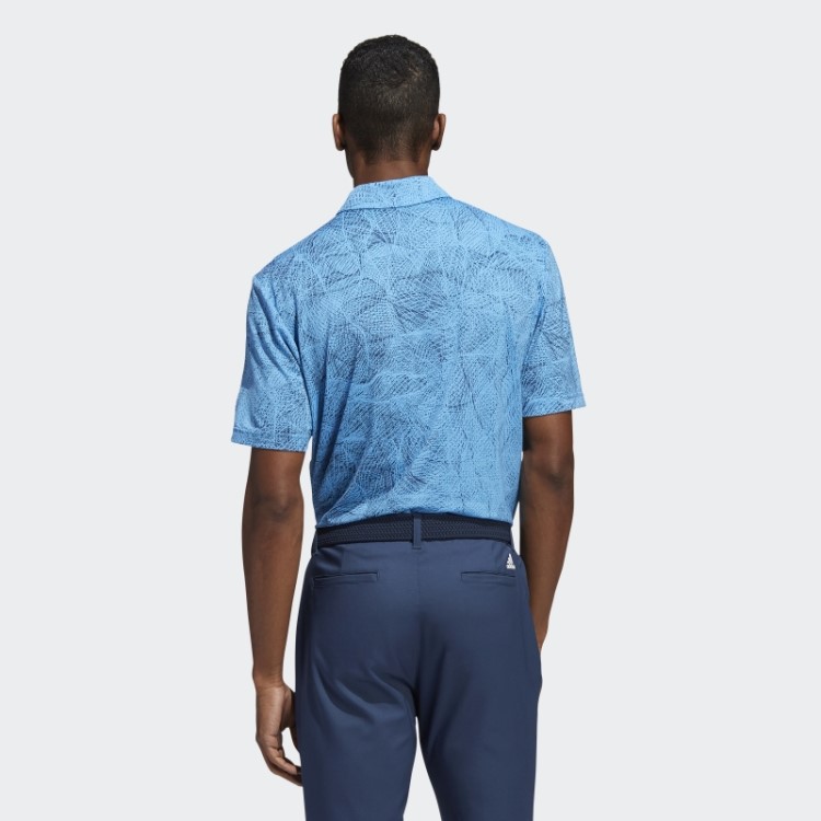 Camisa Polo Azul Adidas Com Estampa De Movimento