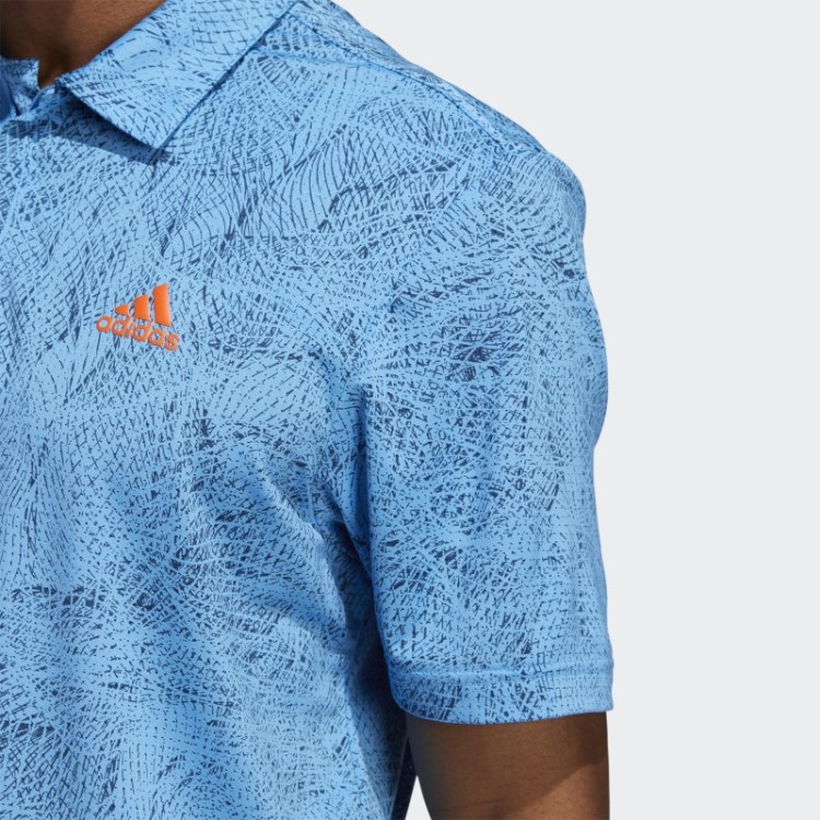 Camisa Polo Azul Adidas Com Estampa De Movimento