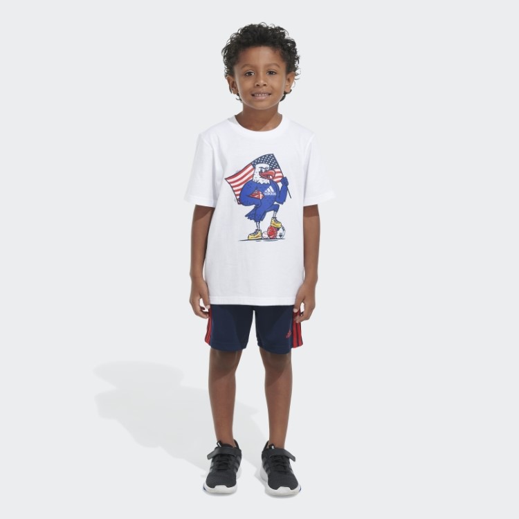 Adidas T-shirt Gráfica Branca E Conjunto Curto