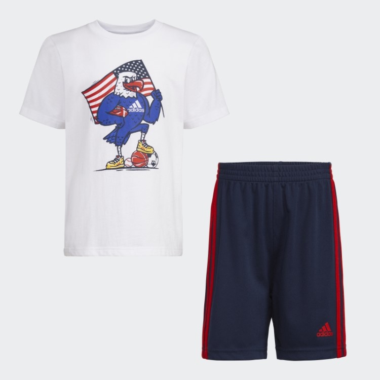 Adidas T-shirt Gráfica Branca E Conjunto Curto