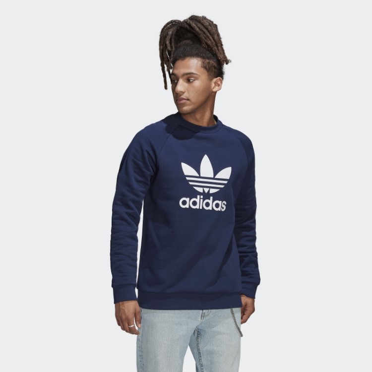 Moletom Gola Careca Adidas Night Indigo Adicolor Classics Trefoil