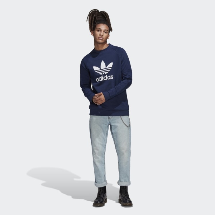 Moletom Gola Careca Adidas Night Indigo Adicolor Classics Trefoil