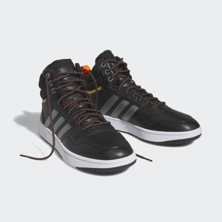Adidas Black Hoops 3.0 Mid Lifestyle Basquete Clássico Forro De Pele Sapatos De Inverno
