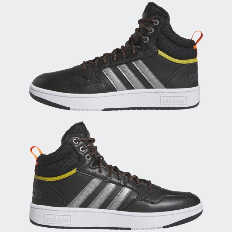 Adidas Black Hoops 3.0 Mid Lifestyle Basquete Clássico Forro De Pele Sapatos De Inverno