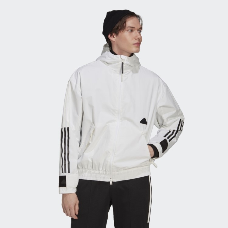 Jaqueta Storm Branco Com As Três Listras Adidas