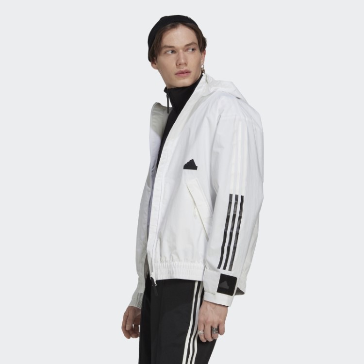 Jaqueta Storm Branco Com As Três Listras Adidas