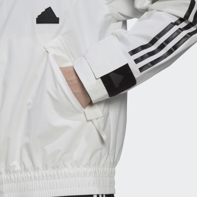 Jaqueta Storm Branco Com As Três Listras Adidas