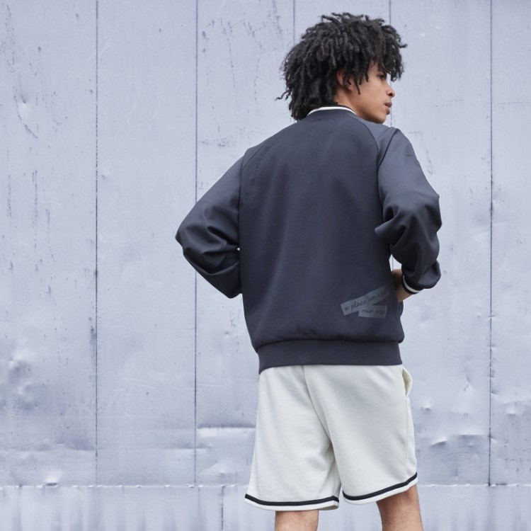 Jaqueta Bomber Com Estampa Preta Adidas (gênero Neutro) Moda