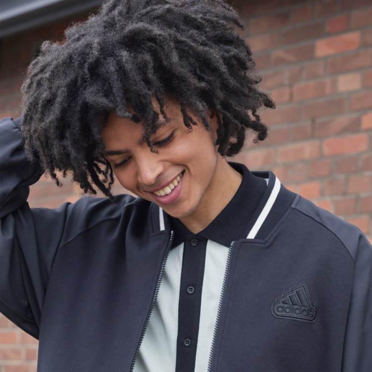 Jaqueta Bomber Com Estampa Preta Adidas (gênero Neutro) Moda