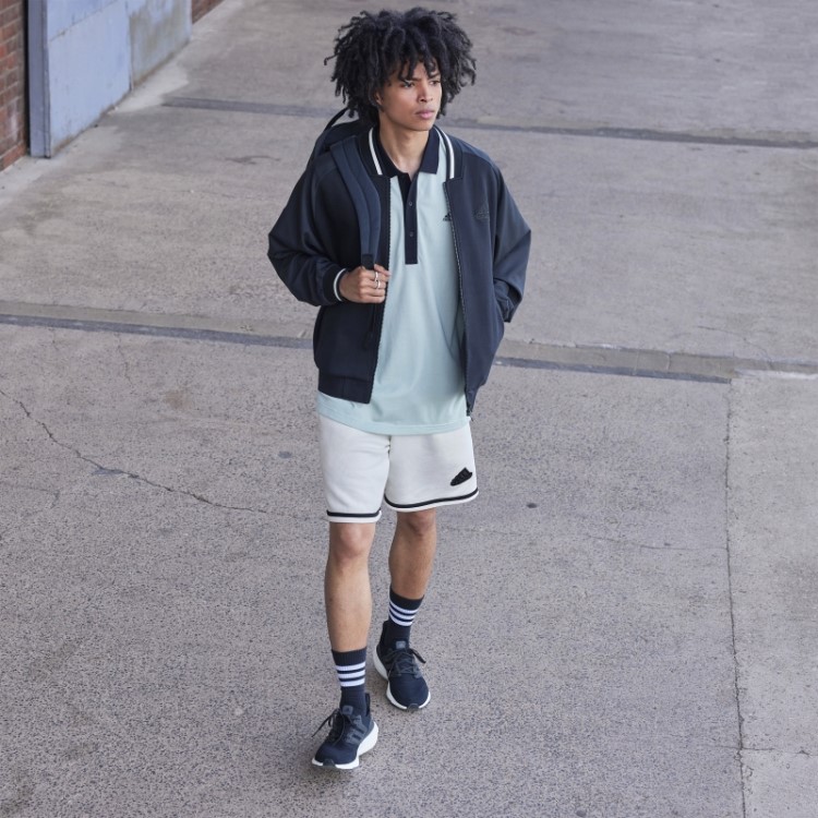 Jaqueta Bomber Com Estampa Preta Adidas (gênero Neutro)
