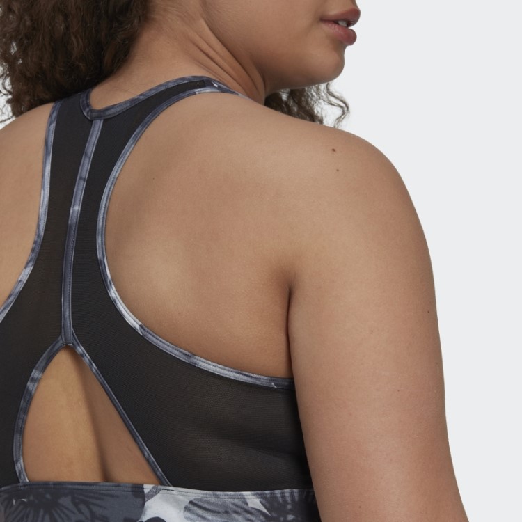 Sutiã Preto Powerreact Com Estampa Allover De Suporte Médio (tamanho Grande) Adidas