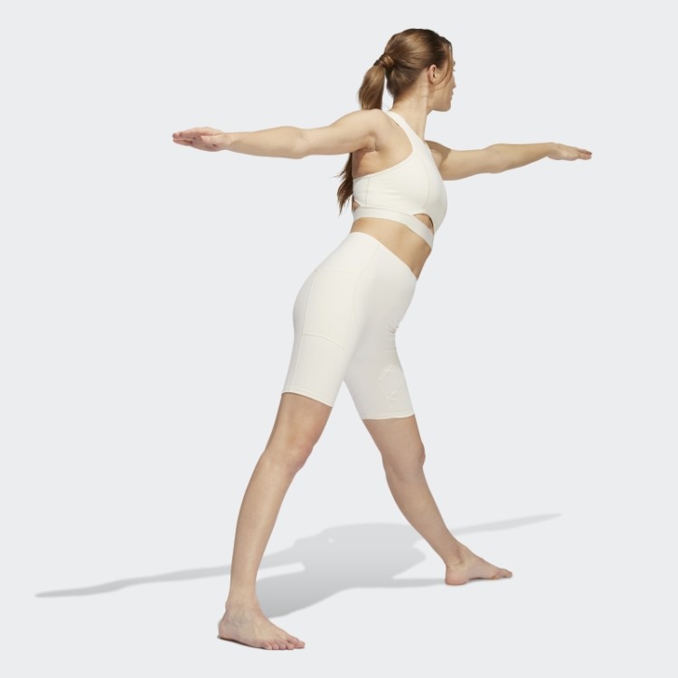 Meia-calça Branca Adidas Yoga 4 Elements Studio Com Bolso