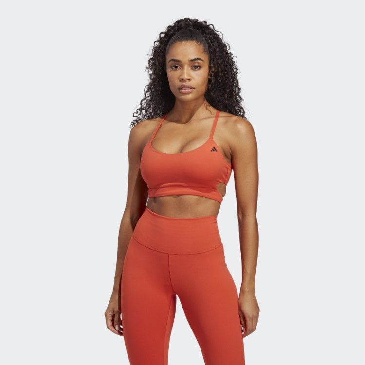 Sutiã Longline Vermelho Para Estúdio De Ioga Com Suporte De Luz Adidas
