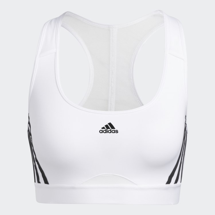 Sutiã De Três Listras De Suporte Médio Adidas Powerreact Branco Quente