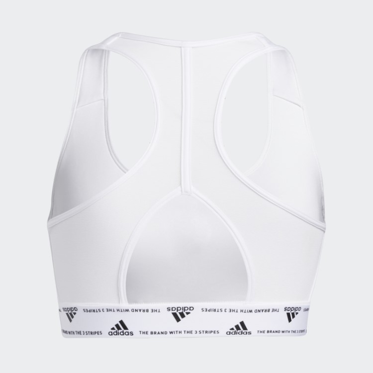 Sutiã De Três Listras De Suporte Médio Adidas Powerreact Branco Quente
