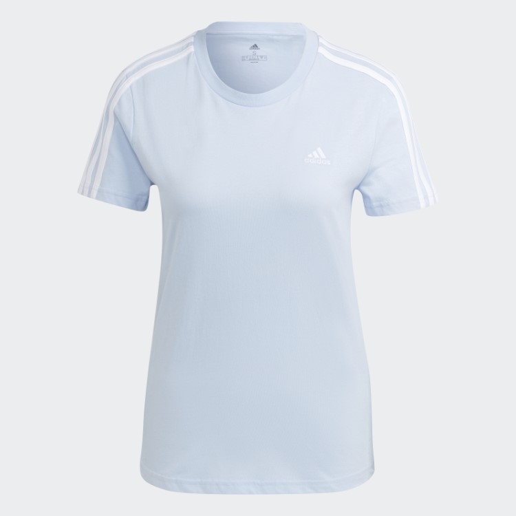 Camiseta Adidas Essentials Slim Com As Três Listras Blue Dawn