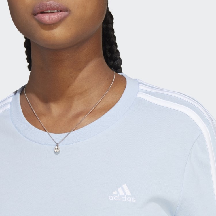 Camiseta Adidas Essentials Slim Com As Três Listras Blue Dawn