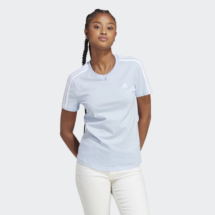 Essentials T-shirt Slim Com As 3 Riscas Adidas Blue Dawn