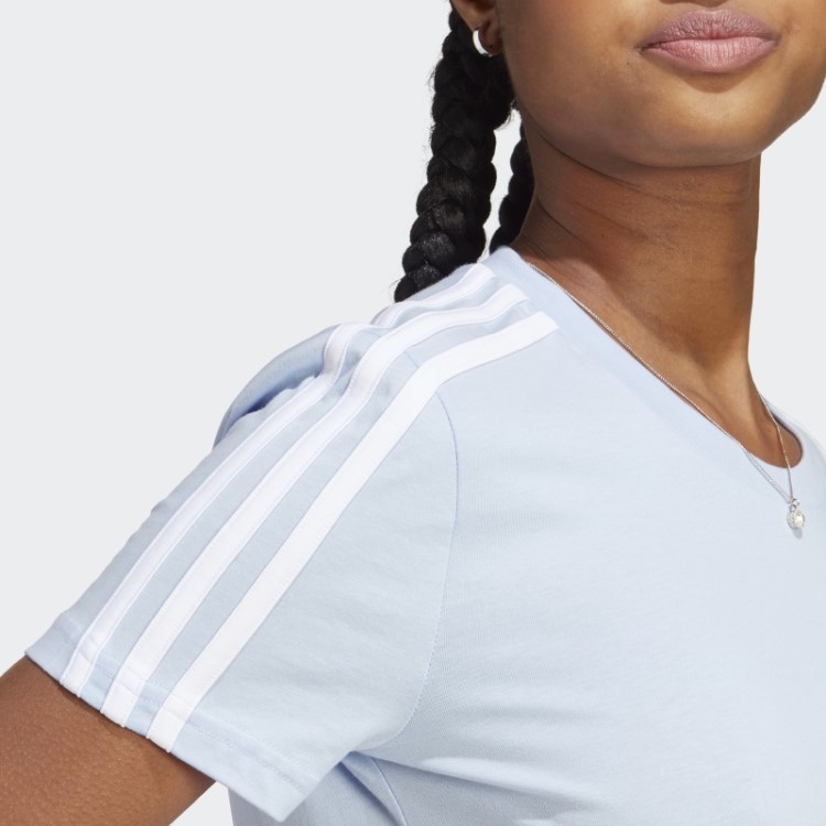 Essentials T-shirt Slim Com As 3 Riscas Adidas Blue Dawn