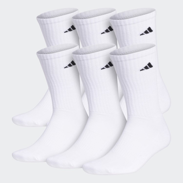 Tripulação Almofadada Atlética 6 Pares Adidas Branco