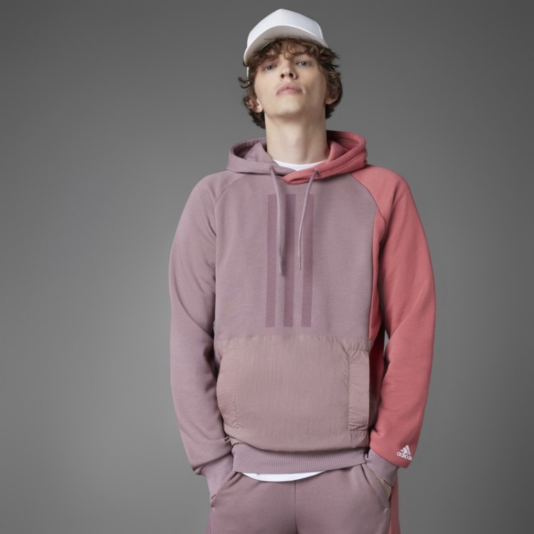 Moletom Com Capuz French Terry Adidas Colorblock Roxo