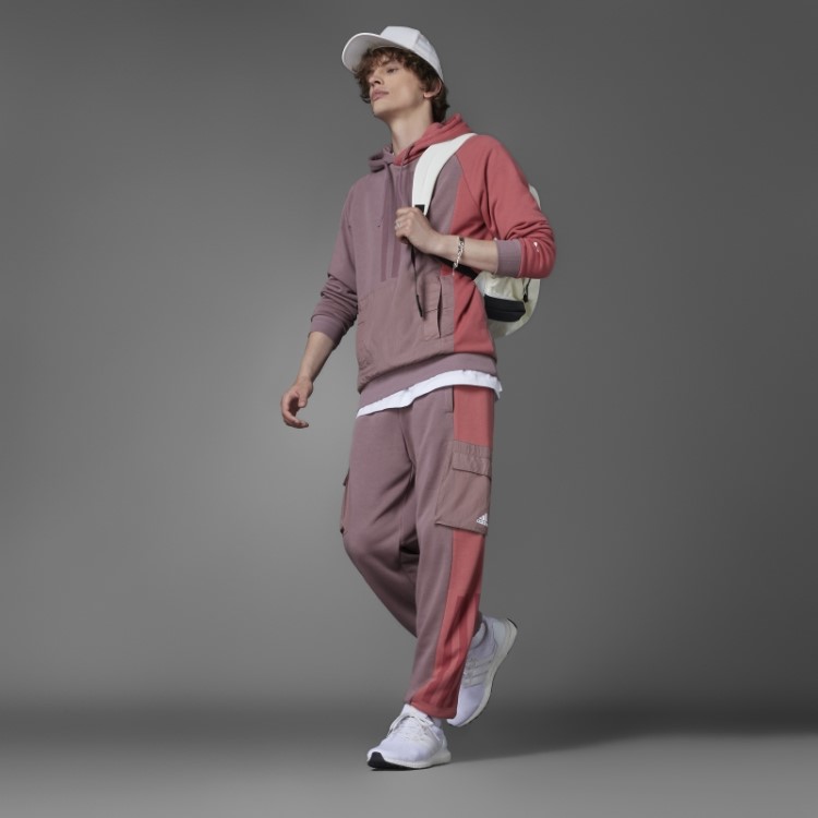 Moletom Com Capuz French Terry Adidas Colorblock Roxo