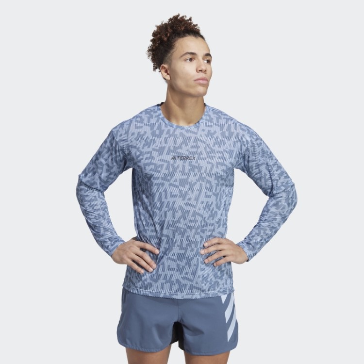 Camiseta De Manga Longa Adidas Terrex Trail Running Azul Dawn