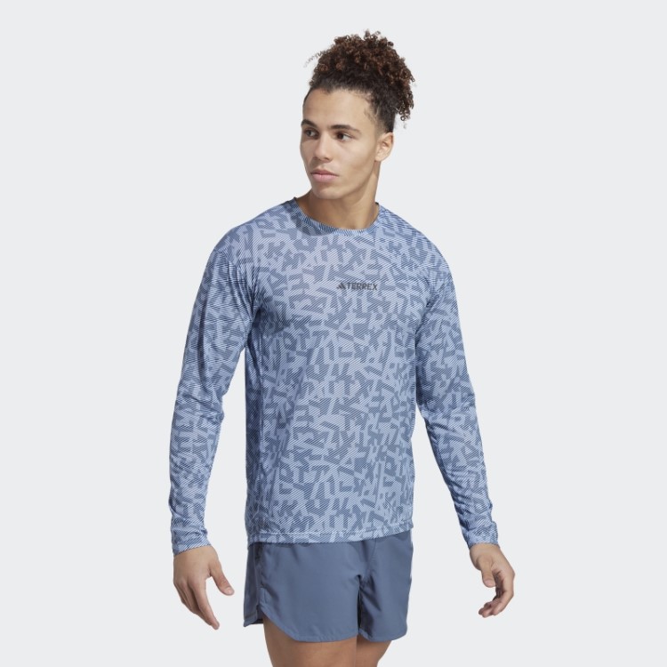 Camiseta De Manga Longa Adidas Terrex Trail Running Azul Dawn