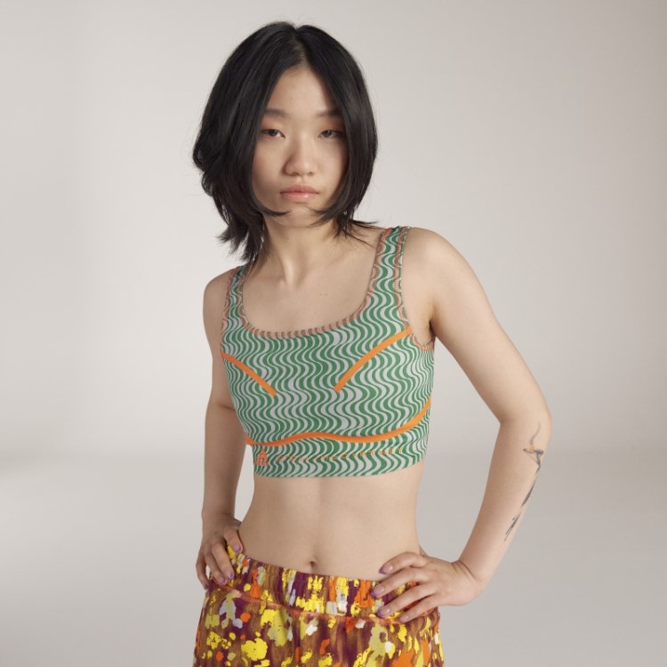 Adidas By Stella Mccartney Top Cropped Verde Com Estampa Truepurpose