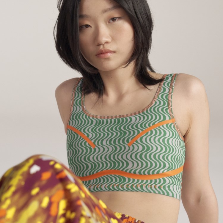Adidas By Stella Mccartney Top Cropped Verde Com Estampa Truepurpose