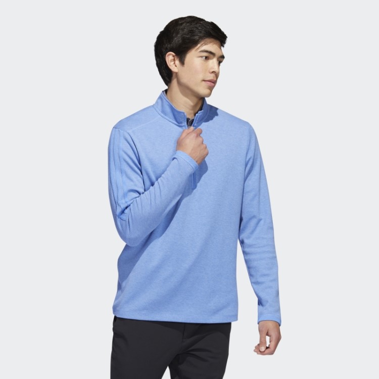 Pulôver Azul Mel Com Três Listras E Zíper Adidas