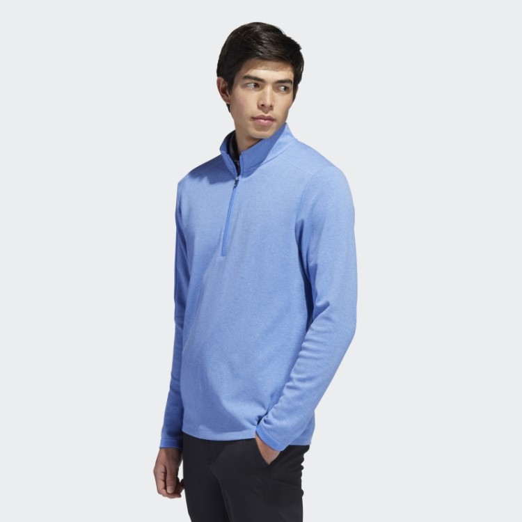Pulôver Azul Mel Com Três Listras E Zíper Adidas