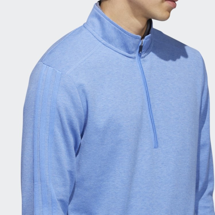 Pulôver Azul Mel Com Três Listras E Zíper Adidas