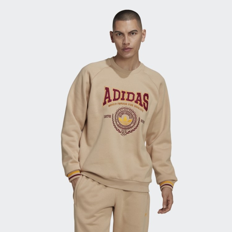 Moletom Adidas Varsity Gola Redonda Bege