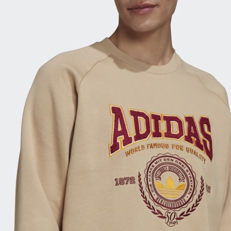Moletom Adidas Varsity Gola Redonda Bege