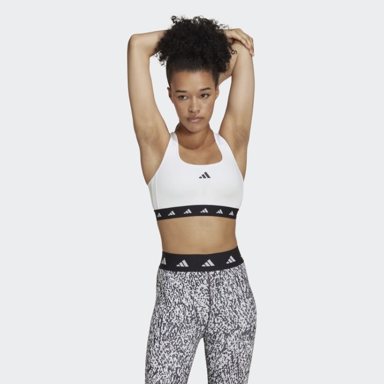 Sutiã Techfit De Suporte Médio Branco Adidas Powerreact