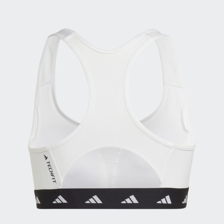 Sutiã Techfit De Suporte Médio Branco Adidas Powerreact