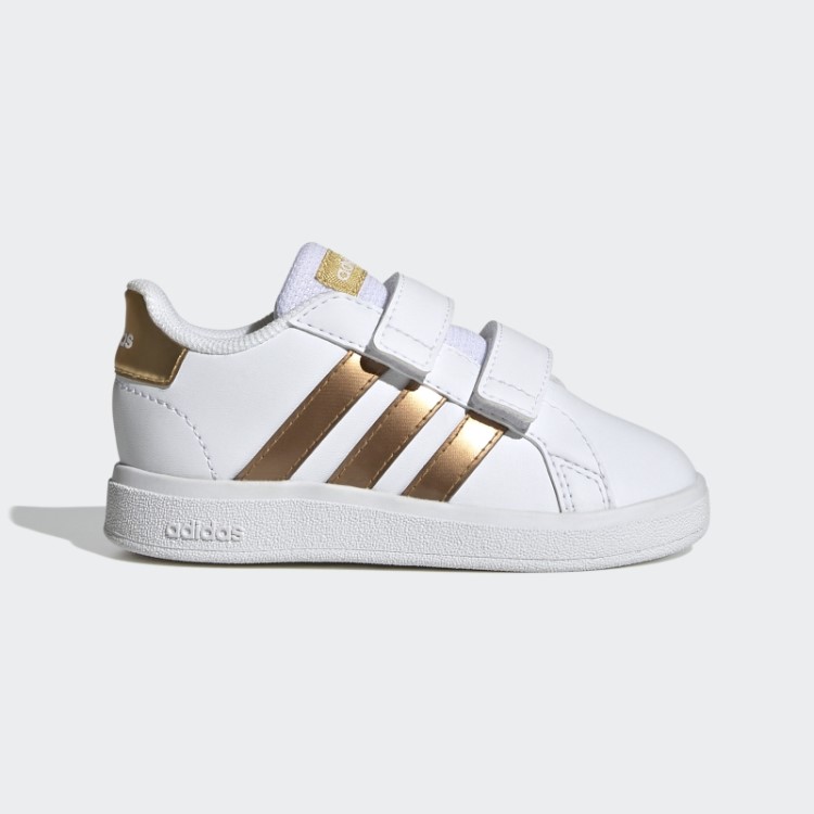 Adidas Grand Court Estilo De Vida Sustentável Sapatos De Velcro Brancos