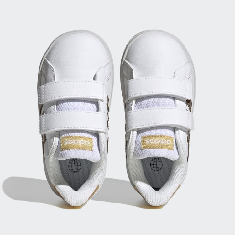 Adidas Grand Court Estilo De Vida Sustentável Sapatos De Velcro Brancos