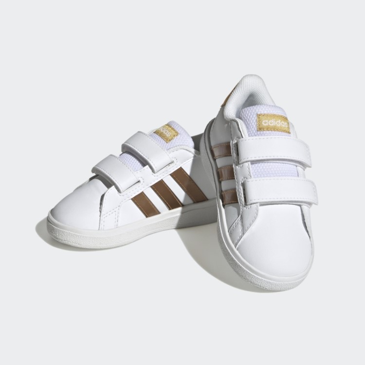 Adidas Grand Court Estilo De Vida Sustentável Sapatos De Velcro Brancos