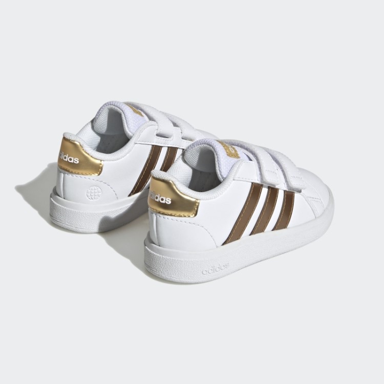 Adidas Grand Court Estilo De Vida Sustentável Sapatos De Velcro Brancos