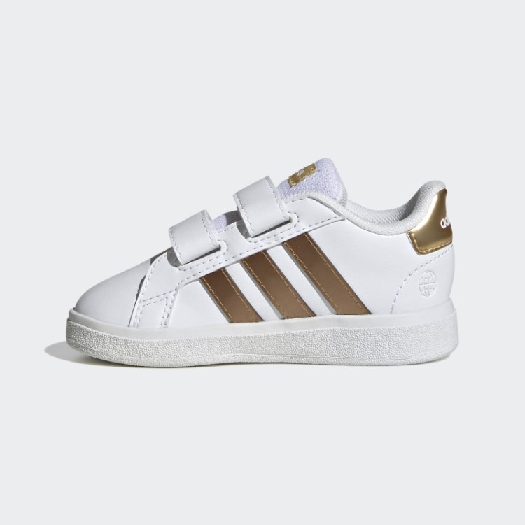 Adidas Grand Court Estilo De Vida Sustentável Sapatos De Velcro Brancos